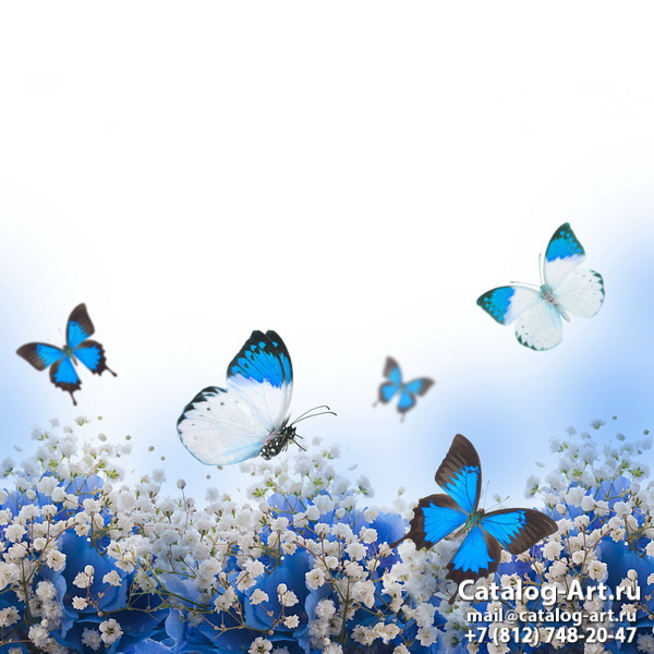 Натяжные потолки с фотопечатью - Голубые цветы 57